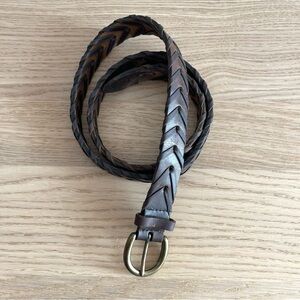 Vintage Braided Leather Belt - Brown Canary Island 1" width western unisex